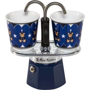 Набор для эспрессо Bialetti MINI Express Joyful Memories, синий/серебристый