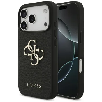Guess iPhone 17 Pro Case Grained Big 4G & Classic Logo, Black