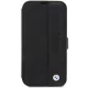 Apple iPhone 14 Pro 6.1\'\' BMW Leather Textured & Stripe Book Case Cover (BMBKP14L22RDPK), Black