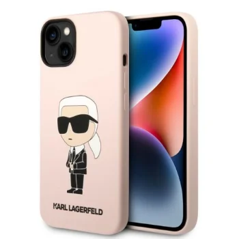 Karl Lagerfeld Silicone Case for iPhone 14 Plus Ikonik MagSafe Pink