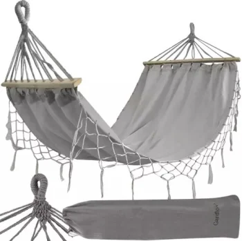 Gardlov Garden Hammock with Wooden Spreader Bars, 200x100 cm, Grey