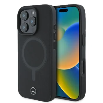 Apple iPhone 16 Pro Max 6.9" Mercedes Smooth Leather MagSafe Case Cover, Black