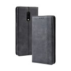 OnePlus 7 Vintage Style Magnetic Leather Wallet Protective Case Cover, Black