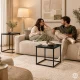 Set of 2 Coffee Tables ModernHome, Nesting Square, Black Marble