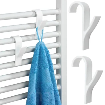 Bathroom Radiator Hanger Hooks, 2 pcs, White