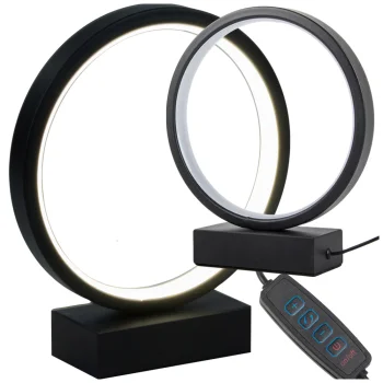 Dimmable Ring LED Table & Night Lamp, 3 Color Temperatures, 23.5cm, Black