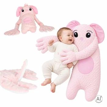 Baby Soothing Sleep Pillow with Patting Function Elephant, Pink