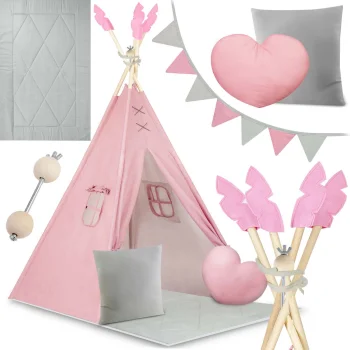 Nukido Nk-406 Kids Teepee Tent with Mat and Pillows, Pink