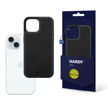 3mk Hardy Silky Leather MagCase for Apple iPhone 15 Plus, Black