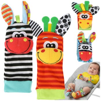 Baby Wrist Rattles and Foot Finders Set Kruzzel 25068, 4 Pcs Sensory Toy for Newborns