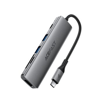 Acefast J18 USB-C 6-in-1 Hub (HDMI 4K, PD 90W), Gray