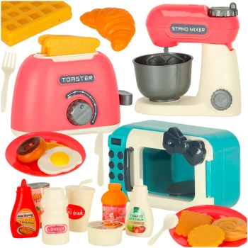Kids Kitchen Toy Set: Microwave, Toaster, Mixer & Accessories