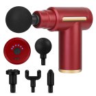 Relaxing Mini Muscle Massager Gun with 4 Nozzles Wireless Massage Device, Red