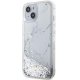 Guess iPhone 14 Case Liquid Glitter Marble, White