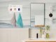 Hanging Bathroom Shelf with Hooks, White