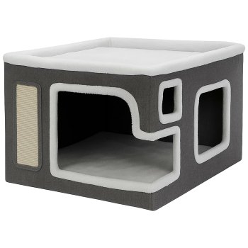 2-Tier Cat Condo House with Bed and Sisal Scratcher House 2