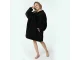 Oversized Warm Hoodie Sweatshirt Blanket with Pocket for Men and Women, Black