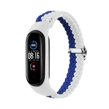 Telcon Braided Nylon Strap for Smart Band M3/M4/M5/M6, White-Blue