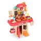 Kids play kitchen with sounds, LED, steam generator, 42 accessories, pink