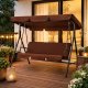 3-Seater Outdoor Garden Swing Steel Freestanding MultiGarden, Brown
