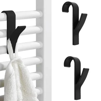 Bathroom Radiator Towel Hooks, 2 pcs, Black