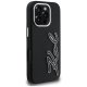 Karl Lagerfeld FW Grained Signature Logo vāciņš iPhone 16 Pro Max, Melns