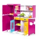 Large wooden play kitchen for children with opening fridge, oven and microwave, ECOTOYS, colorful