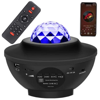 LED RGB Star Projector & Night Light with Bluetooth Speaker and Remote, Black