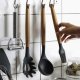 Kitchen Utensils Set, 12 pcs, Black and Beige, Silicone and Wood