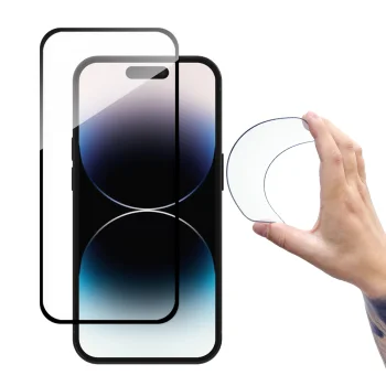 Apsauginis stiklas Wozinsky Full Cover Flexi Nano Glass skirtas iPhone 14 Pro, 9H, juodu rėmeliu
