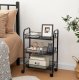Three Level Storage Trolley on Wheels, Rolling Cart Organizer Shelf for Bathroom Kitchen Laundry Room Narrow Places,...