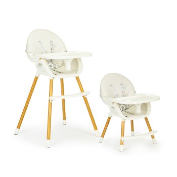 ECOTOYS 2-in-1 Convertible High Chair for Baby & Toddler, Beige
