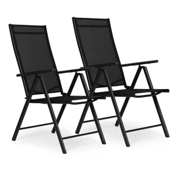 MultiGarden Folding Garden Chairs with Adjustable Backrest, 2 pcs, Black