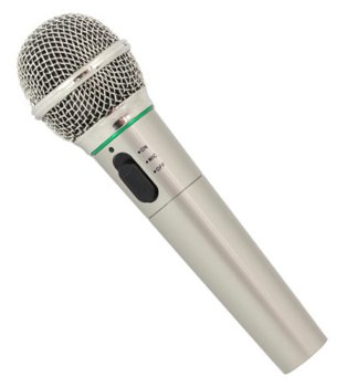 Wireless and Wired Microphone with FM Receiver, Silver