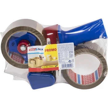 Tesa Tesapack Packaging Tape Dispenser with 2 Packing Tapes 66 m x 50 mm, Brown