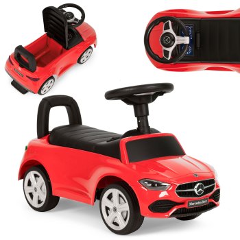 Mercedes C-Class Ride-On Car with Interactive Steering Wheel and Sounds, Red