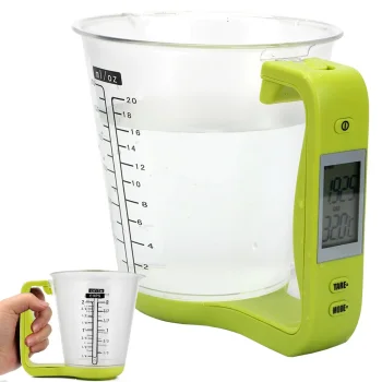 Digital Kitchen Measuring Cup Scale with LCD Display, 1 kg / 1 g, 600 ml, Green