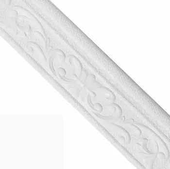 Self-Adhesive Decorative Wall Molding, 230x8 cm, White