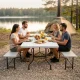 Folding Picnic Furniture Set Mountain Goat Table 180x74 cm + 2 Benches, White