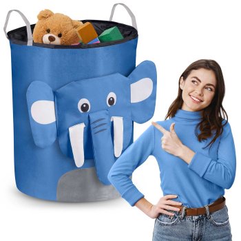 Nukido Elephant Toy Storage Basket for Kids' Room NK-402, Blue