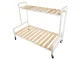 Two-Tier Wooden Plant Stand on Wheels, White / Natural Wood