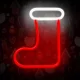 Forever Light LED Neon Sign Christmas Sock, White/Red