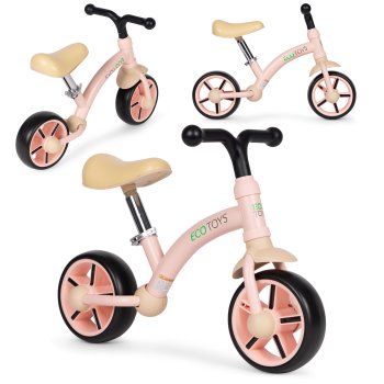 ECOTOYS Kids Balance Bike with EVA Wheels & Adjustable Seat, Pink