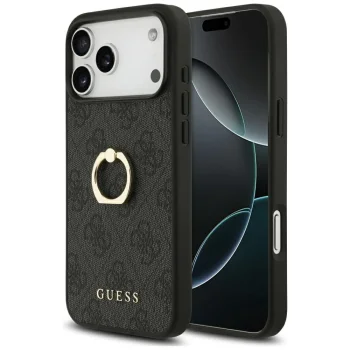 Guess 4G Ring Stand Case for iPhone 17 Pro Max - Black