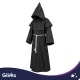 Glimz Monk Costume for Halloween with Hood, Cord and Cross, 130 cm, Black