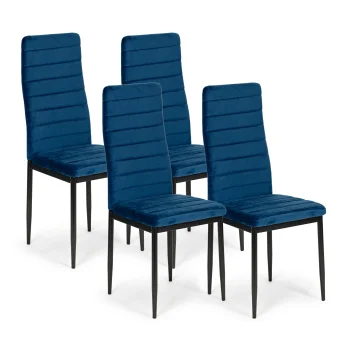 Mebelki24 Velvet Dining Chairs, Blue, 4 pcs