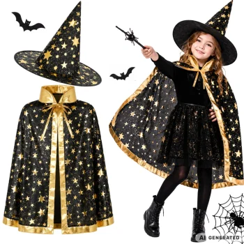 Wizard Costume with Cape and Hat for Halloween
