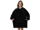 Oversized Warm Hoodie Sweatshirt Blanket with Pocket for Men and Women, Black