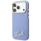 Karl Lagerfeld Grained with Resin Logo MagSafe Case for iPhone 18 Pro Max / 17 Pro Max, Light Blue