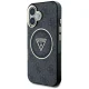 Guess IML Metal Glitter 4G Circle Triangle MagSafe Case for iPhone 16, Black